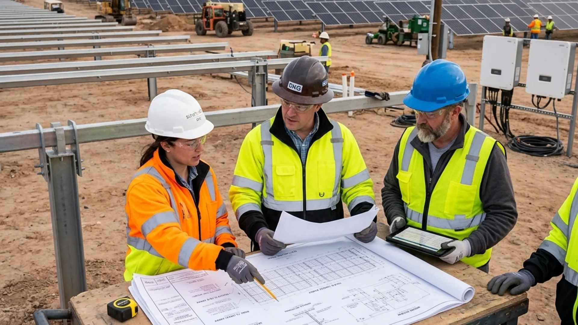 Engineers Reviewing Solar EPC Project Plans